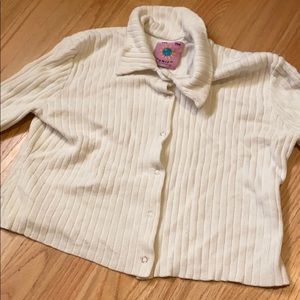 UNIF White Collared Crop Sweater